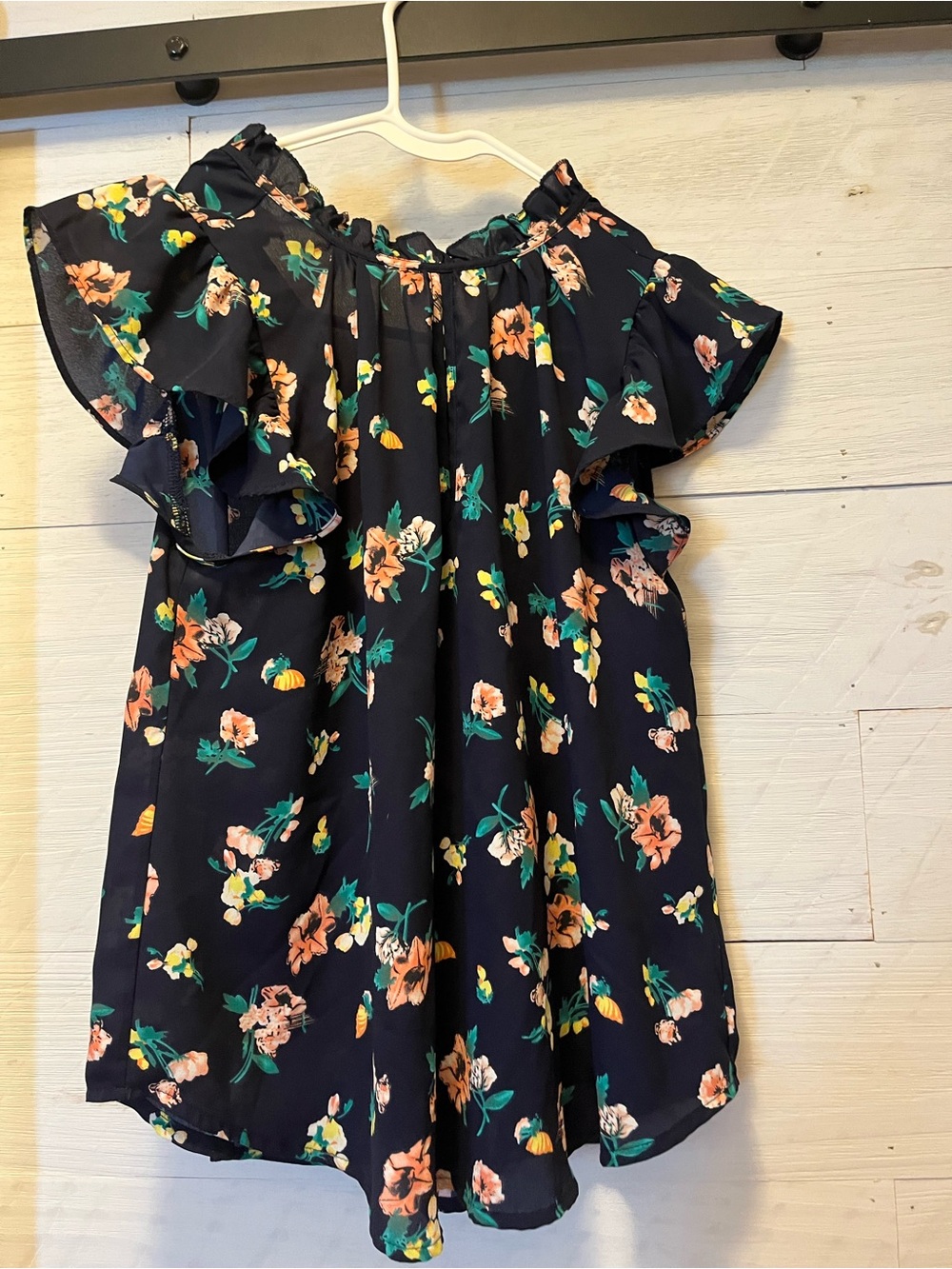 Sienna Sky Navy Floral Ruffle Sleeve Top